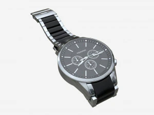 スチールブレスレット付き腕時計 02 3Dモデル