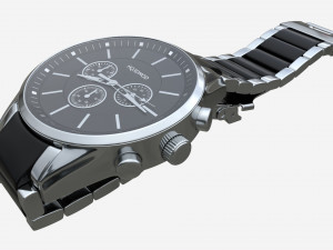 Wristwatch with Steel Bracelet 02 Model 3D