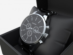 Wristwatch with Steel Bracelet in box 01 3D-Modell