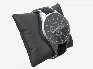 Wristwatch with Steel Bracelet in box 01 3D Model
