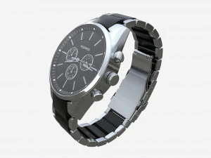 Wristwatch with Steel Bracelet in box 01 3D Model