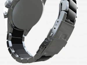 Wristwatch with Steel Bracelet in box 01 3D Model