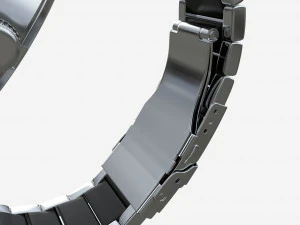 Wristwatch with Steel Bracelet in box 01 3D Model