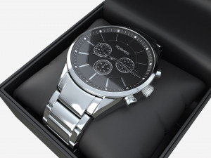 Wristwatch with Steel Bracelet in box 02 3D 모델