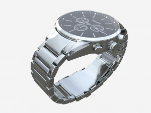 Wristwatch with Steel Bracelet in box 02 3D 모델