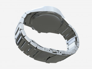 Wristwatch with Steel Bracelet in box 02 3D 모델