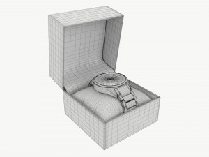 Wristwatch with Steel Bracelet in box 02 3D 모델