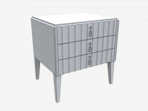 Bedside Table Wooden Art Deco 3D Model