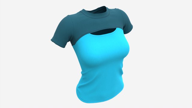 Blouse top for women blue Mockup Modelo 3D .c4d .max .obj .3ds .fbx .stl .blend 