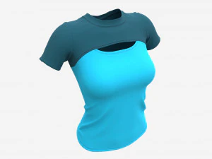Блузка-топ женская синяя Mockup 3D Модель