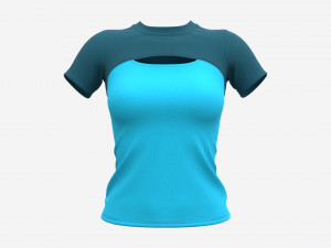 Blouse top for women blue Mockup Modelo 3D
