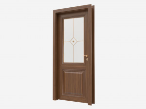 Classic Wooden Interior Door with Furniture 017 3D Модель