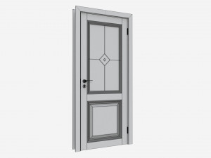 Classic Wooden Interior Door with Furniture 017 3D Модель
