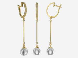Earrings Diamond Gold Jewelry 01 3Dモデル