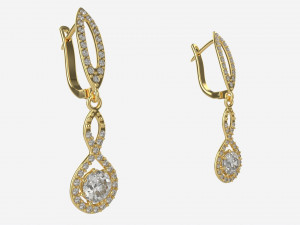 Earrings Diamond Gold Jewelry 02 Modèle 3D