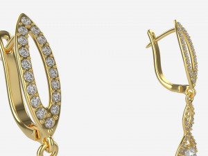 Earrings Diamond Gold Jewelry 02 Modèle 3D