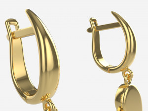 Earrings Heart Shape Diamond Gold Jewelry 03 Model 3D