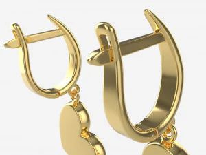 Earrings Heart Shape Diamond Gold Jewelry 03 3D Model