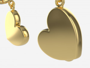 Earrings Heart Shape Diamond Gold Jewelry 03 Model 3D
