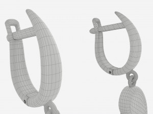 Earrings Heart Shape Diamond Gold Jewelry 03 Model 3D