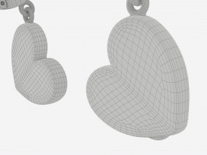 Earrings Heart Shape Diamond Gold Jewelry 03 Model 3D