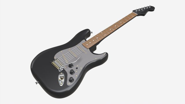 Electric guitar 03 3D Model .c4d .max .obj .3ds .fbx .lwo .lw .lws