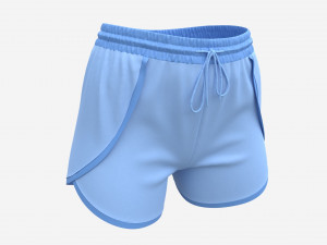 Fitness shorts for women blue 3D Model