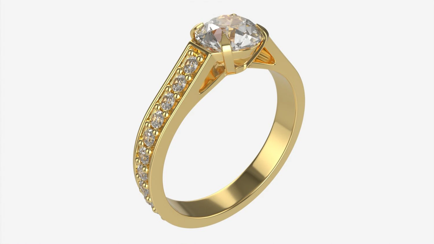 Gold Diamond Ring Jewelry 02 3D Model .c4d .max .obj .3ds .fbx .stl .blend 