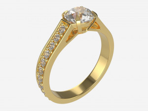 Gold Diamond Ring Jewelry 02 3D Model