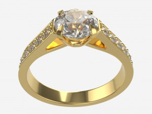 Gold Diamond Ring Jewelry 02 3D Model
