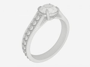 Gold Diamond Ring Jewelry 02 3D Model