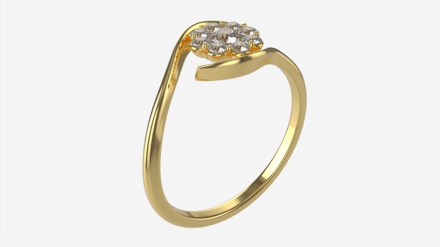 Gold Diamond Ring Jewelry 05 3D Model .c4d .max .obj .3ds .fbx .lwo .lw .lws