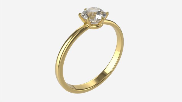 Gold Diamond Ring Jewelry 07 3D Модель .c4d .max .obj .3ds .fbx .stl .blend 