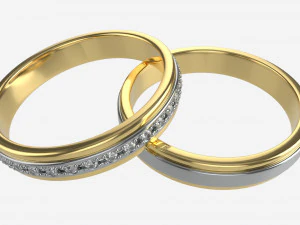 골드 다이아몬드 반지 주얼리 08 3D 모델