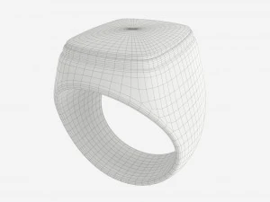 Gold Ring with Stone Jewelry 09 3D Model