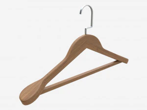 कपड़ों के लिए लकड़ी का हैंगर 01 गहरा 3D मॉडल
