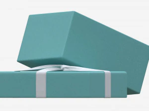 Jewelry Box with Rings and Ribbon open 3D Model