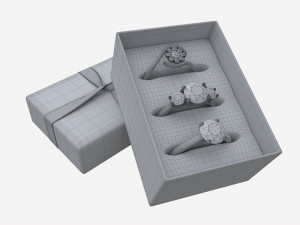 Jewelry Box with Rings and Ribbon open Modèle 3D