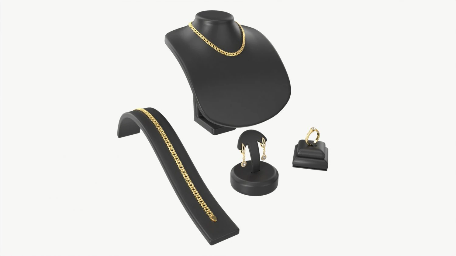 Jewelry store display stands with jewelry 3D Model .c4d .max .obj .3ds .fbx .stl .blend 