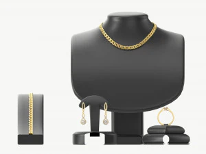 Jewelry store display stands with jewelry 3D Model