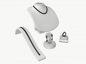 Jewelry store display stands with jewelry 3D Model