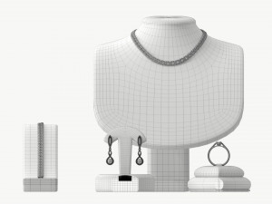 Jewelry store display stands with jewelry 3D Модель