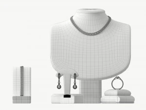 Jewelry store display stands with jewelry 3D Model