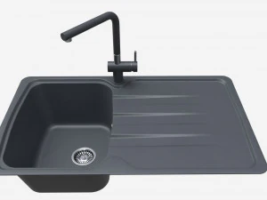Rubinetto per lavello da cucina 01 onice nero Modello 3D