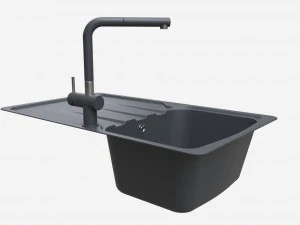 Rubinetto per lavello da cucina 01 onice nero Modello 3D