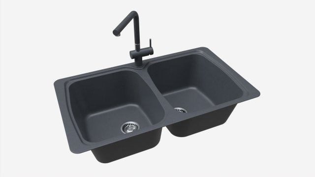 Kitchen Sink Faucet 02 black onyx Model 3D .c4d .max .obj .3ds .fbx .stl .blend 