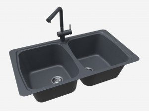 Kitchen Sink Faucet 02 black onyx 3D Model