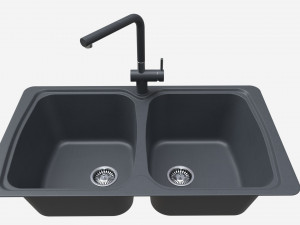 Kitchen Sink Faucet 02 black onyx Model 3D