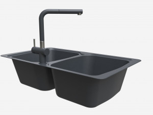 Kitchen Sink Faucet 02 black onyx Model 3D
