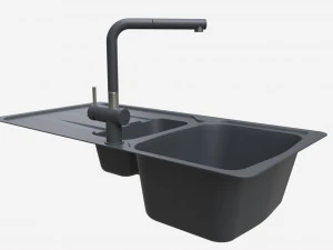 Kitchen Sink Faucet 03 black onyx 3D Model